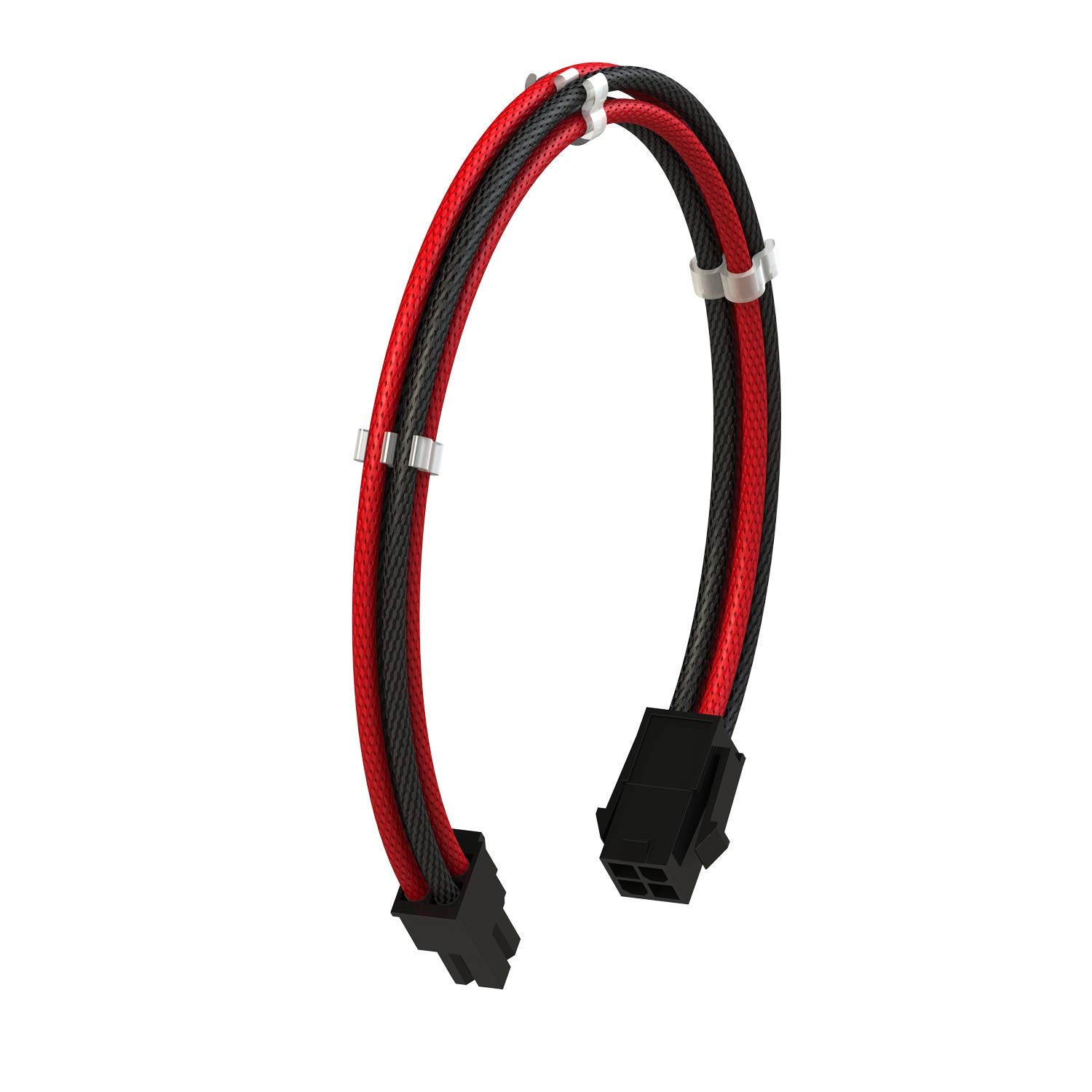 LINKUP - 30cm EPS 4 Pin CPU ATX Motherboard PSU Power Supply Braided Sleeved Custom Mod PC Extension Cable w/Combs┃Strong & Stiff Design┃Single Pack┃300mm - RedBlack