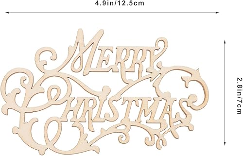 Miniatura 6 de EXCEART 20 piezas de letras de madera sin terminar, adornos de rebanadas de árbol de Navidad en blanco para manualidades, álbumes de recortes,