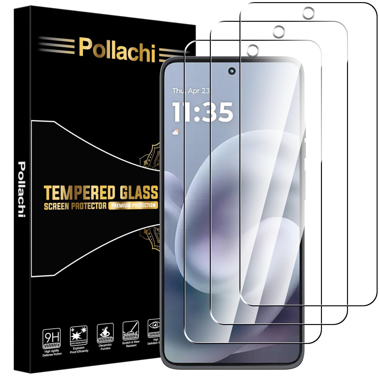 Pollachi [3 Pezzi Vetro Temperato per Moto G86/Moto G86 Power,Durezza 9H Anti Graffio,Anti-Impronte Senza Bolle,Pellicola Protettiva per Moto G86/Moto G86 Power