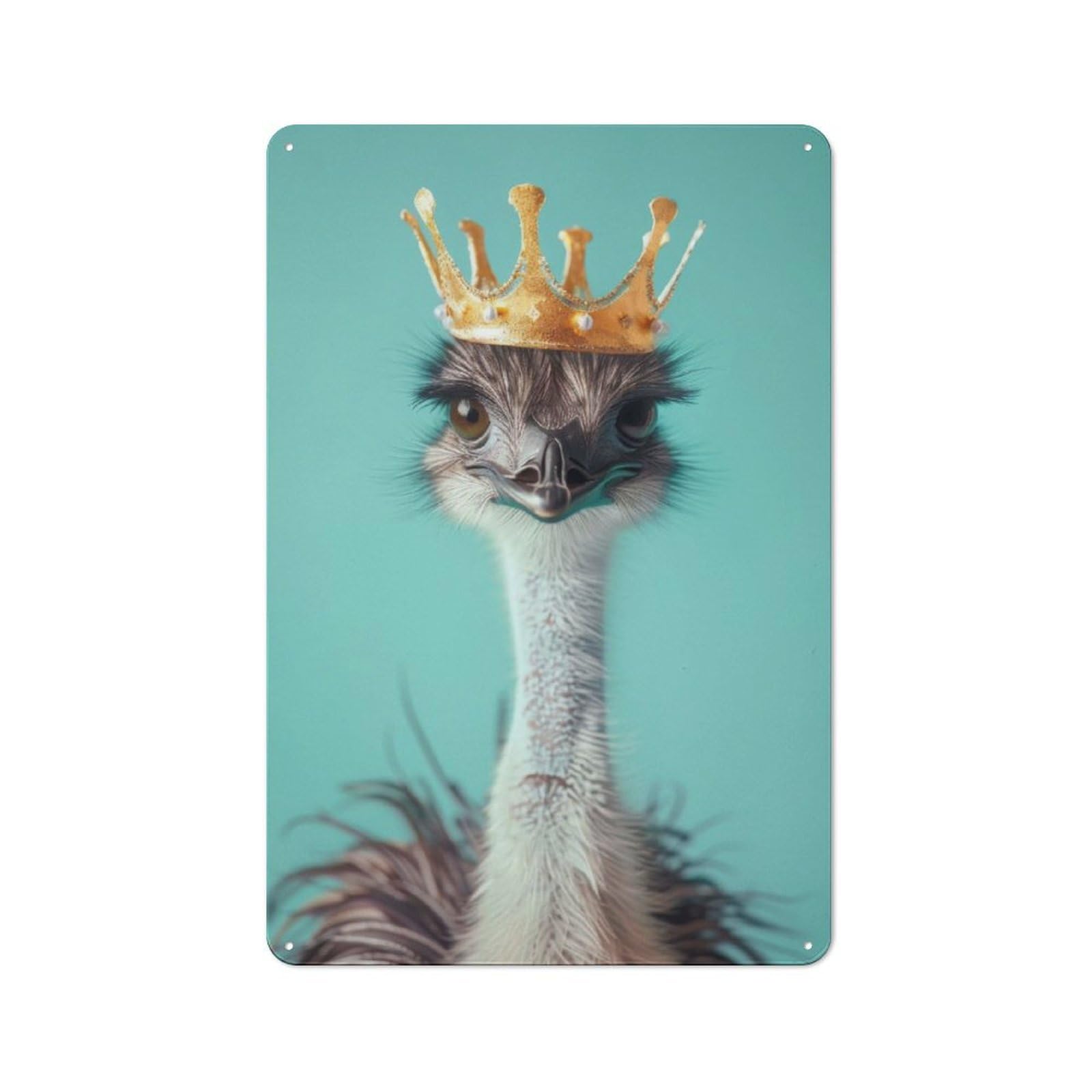 Junmoney Ostrich King Tin Wall Plaque 30X20cm With For Home Bar Wall, For Hosts Who Enjoy Retro Interiors