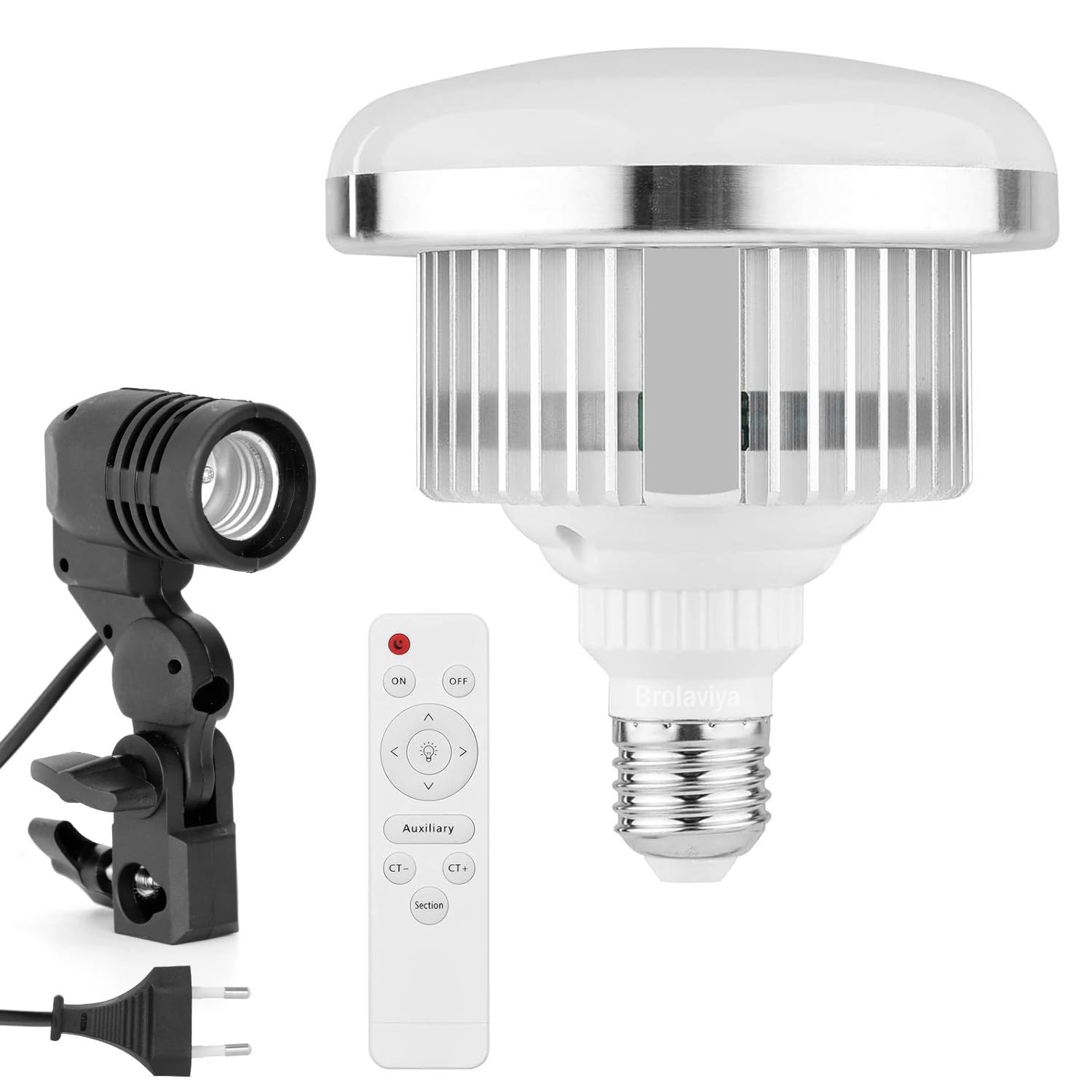 BROLAVIYA 60W LED Photography Light Bulb with E27 Mount, Remote Control, Bi-Color 3000K-6000K, Dimmable for Studio Photography-image-32