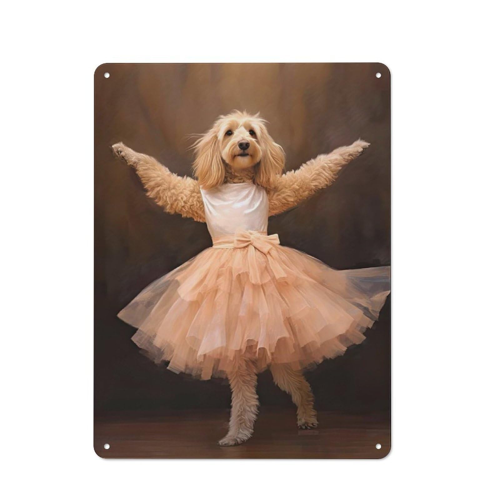 Junmoney Style-19 Farmhouse Metal Sign With Goldendoodle Ballerina Design 40X30cm, Rustic Rustic Kitchen Decor For Dining Room, Cafe, Entryway Or Family Room