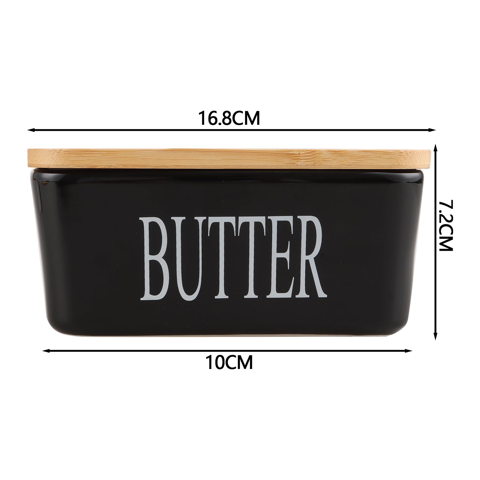 ASelected 650 Ml Large Butter Dish With Lid, Porcelain With Double Silicone Seals Cover for Cheese Storage (Black) - Image 2