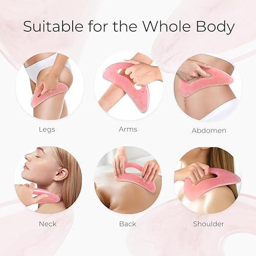 Miniatura 35 de Scienlodic Herramienta de masaje corporal Gua Sha con asa, herramienta Guasha más grande para masaje de espalda, cuello, cara, piernas, drenaje