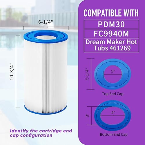 Miniatura 2 de ZOTEE Filtro ovalado para bañera de hidromasaje compatible con Aqua Crest PDM30, Dream Maker Jacuzzis 461269, Filbur FC9940M, Crossover 730L 730S,