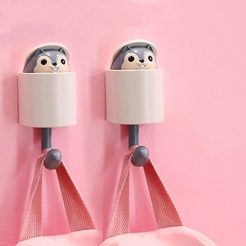 Miniatura 6 de 2 ganchos adhesivos en forma de ardilla para habitación de los niños, sala de estar, dormitorio, lindos dibujos animados creativos para decoración