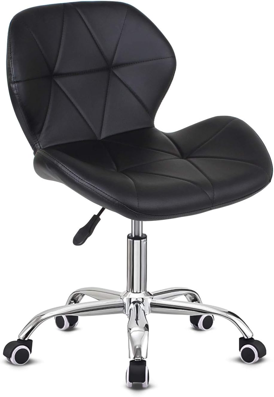 EUCOBlack Desk Chair, PU Leather Office Chair, Adjustable Height Swivel Chair, Contemporary Style, Black Color, Faux Leather, 120kg Weight Capacity