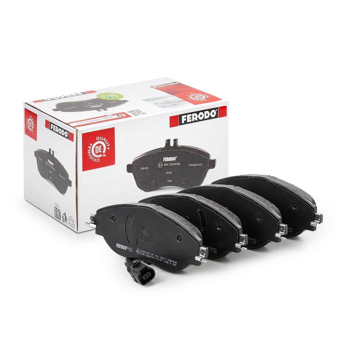 FERODO Juego de pastillas de freno Delantero con contacto avisador de desgaste con accesorios FDB4425 Juego de pastillas de freno Compatible con VW T-Roc A11, D11 Passat B7 Variant 365, AUDI, SKODA