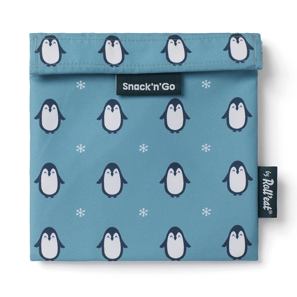 ROLL'EAT ® Snack'n'Go Animals | Reusable Snack Bag | Kids Snacks Container | Eco Friendly Food Bag | Reusable Bag for Snack Storage | Penguin Design