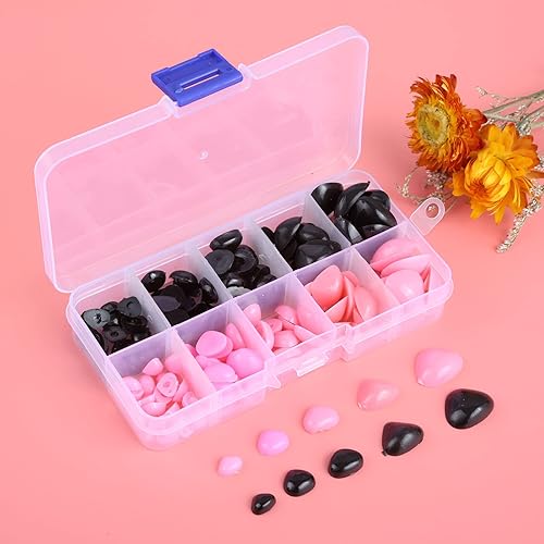 Miniatura 6 de Yetaha 150 piezas de nariz de plástico, 5 tamaños de nariz triangular artesanal para animales de peluche, muñecas, osos, perros, marionetas para