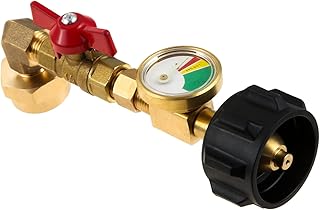 ETERMETA QCC1 Propane Refill Elbow Adapter, 90 Degrees Refill Pressure Adapter with ON-Off Control Valve, for Camping Grill 1LB Bottle Tank 20-40LBS Cylinder