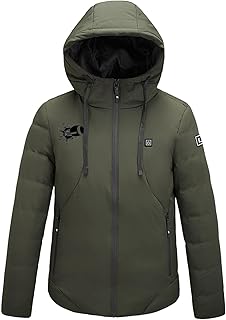Heated Jacket for Men and Women Heated Coat Hooded Heating Warm Clothing USB Charging Electric Body Warmer Hoodie Heated Down Jacket with 4 Heating Zones Heated Vest for Outdoor Cycling Hiking