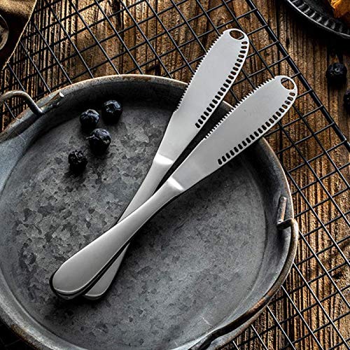 Suuker Stainless Steel Butter Knife Spreader with Curling Holes,Scooper and Planer,3 in 1 Butter Gadgets Spreader Knife,Multi-function Butter Tools (1PCS) - Thumbnail 2