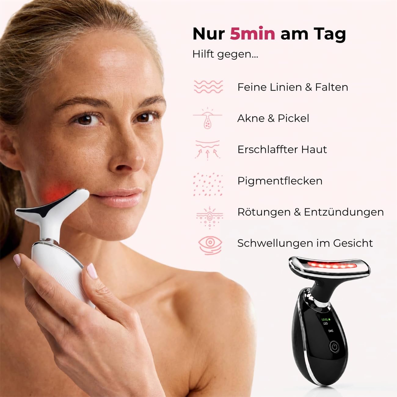 7-in-1 Gesichtsmassagegerät mit EMS & LED – Hautstraffung & Anti-Falten