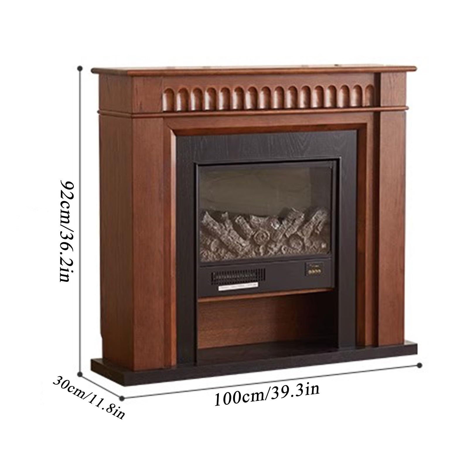 Mobile Decorativo Per Caminetto Elettrico In Legno Massello | Soggiorno Fiamma simulata 3D, registro realistico ed effetto fiamma, con telecomando(100cm/39.3in)