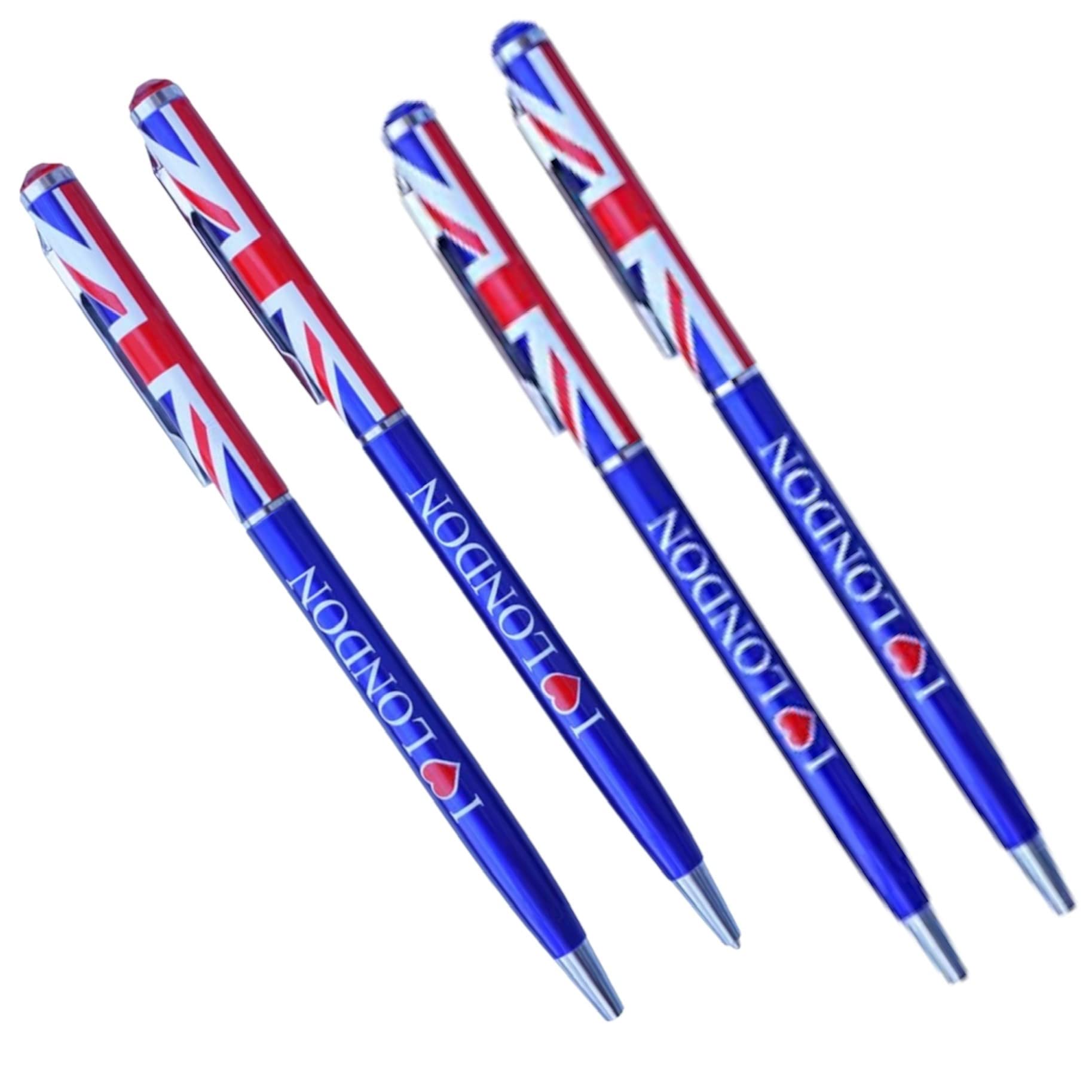 Souvenirs London Union Jack Blue I Love London Pens Set of 8 British Gift Pens