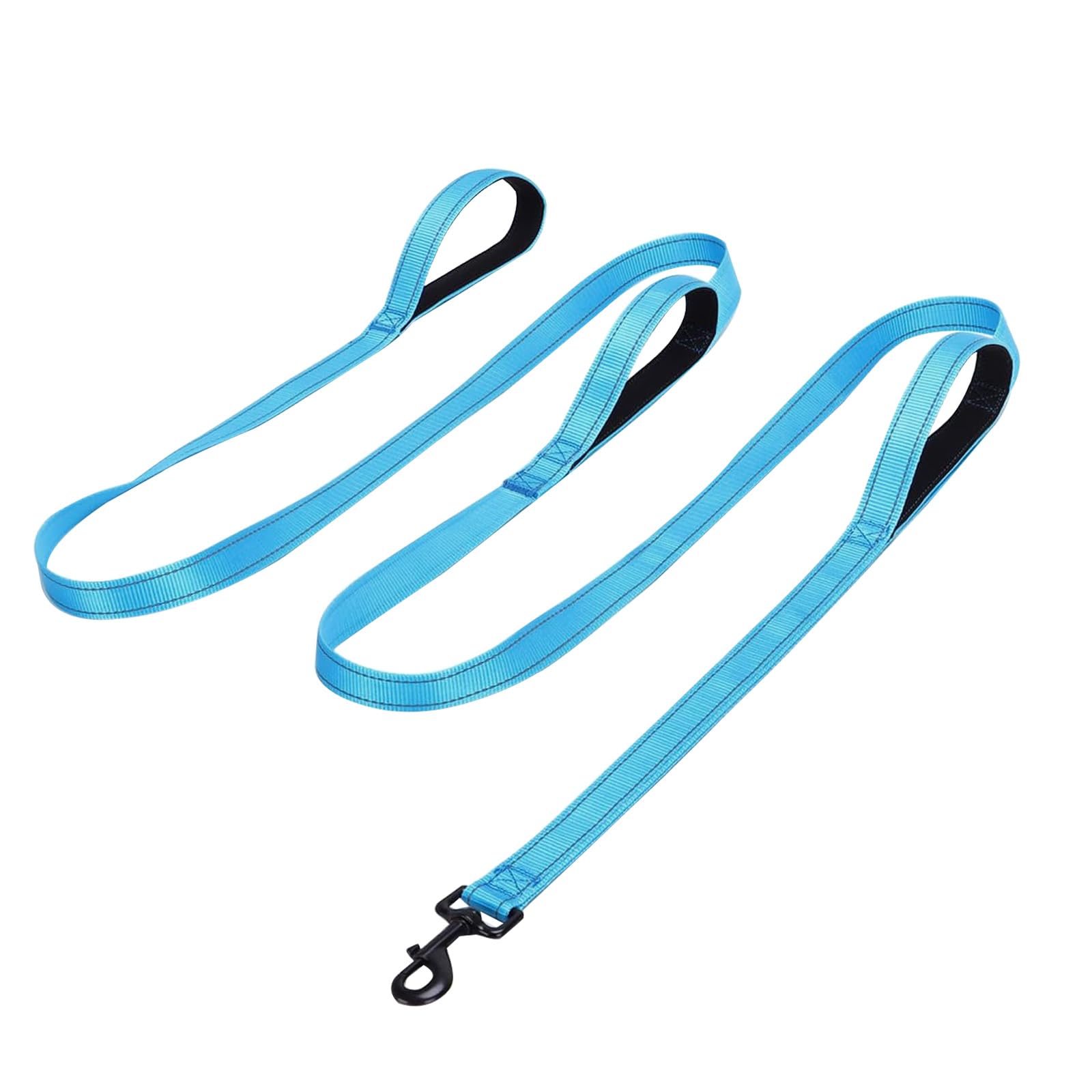 Jiozermi 10ft Dog Leash with 3 Handles, Heavy Duty Dog Lead with Padded Traffic Handle, Reflective Stitching Large Leash for Running Walking Training(Blue)
