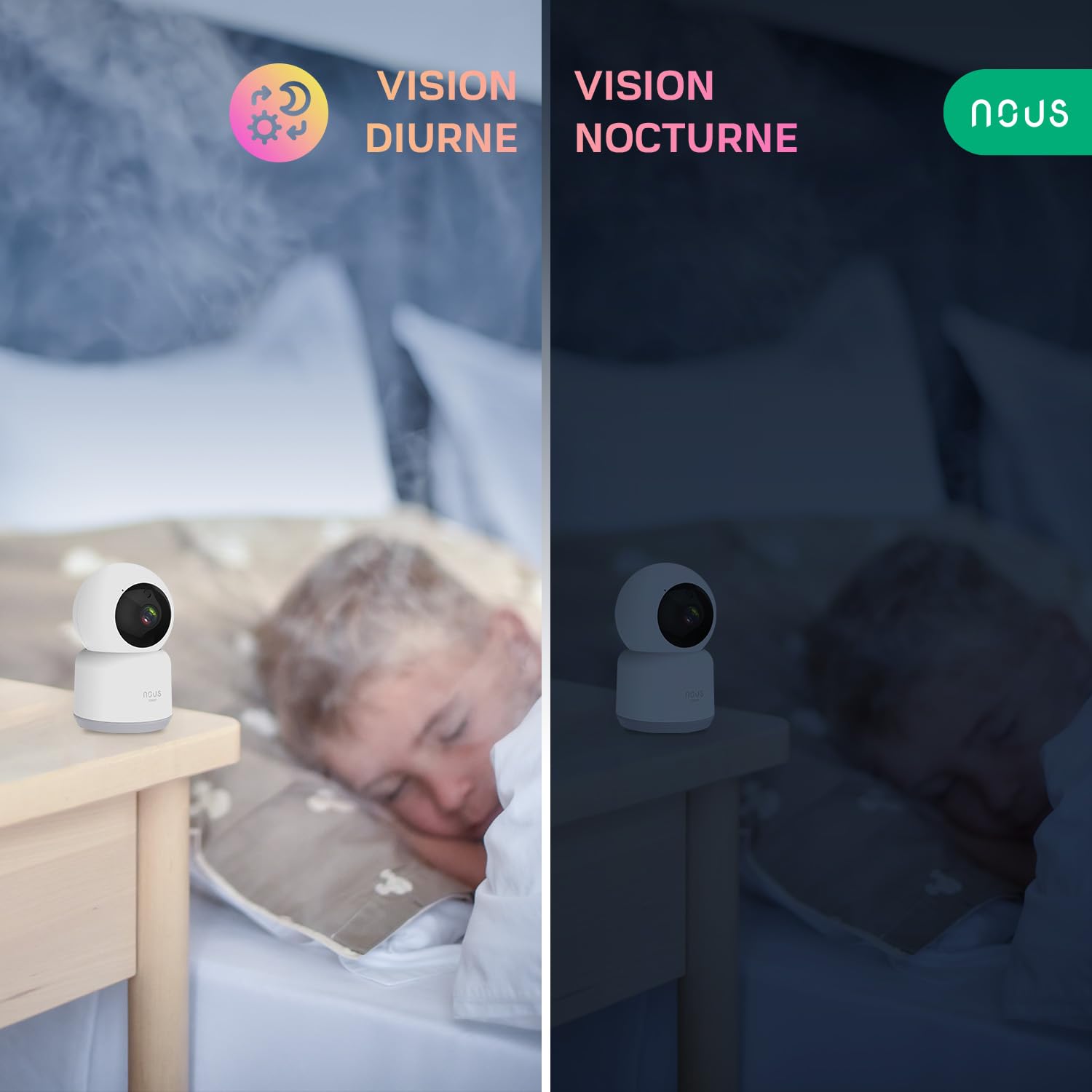 Caméra WiFi Nous W2, caméra de Surveillance intérieure Wi-FI, caméra pour Chien, caméra pour bébé, caméra de sécurité intérieure pour Animaux, Tuya Smart Life, Seulement 2,4 GHz