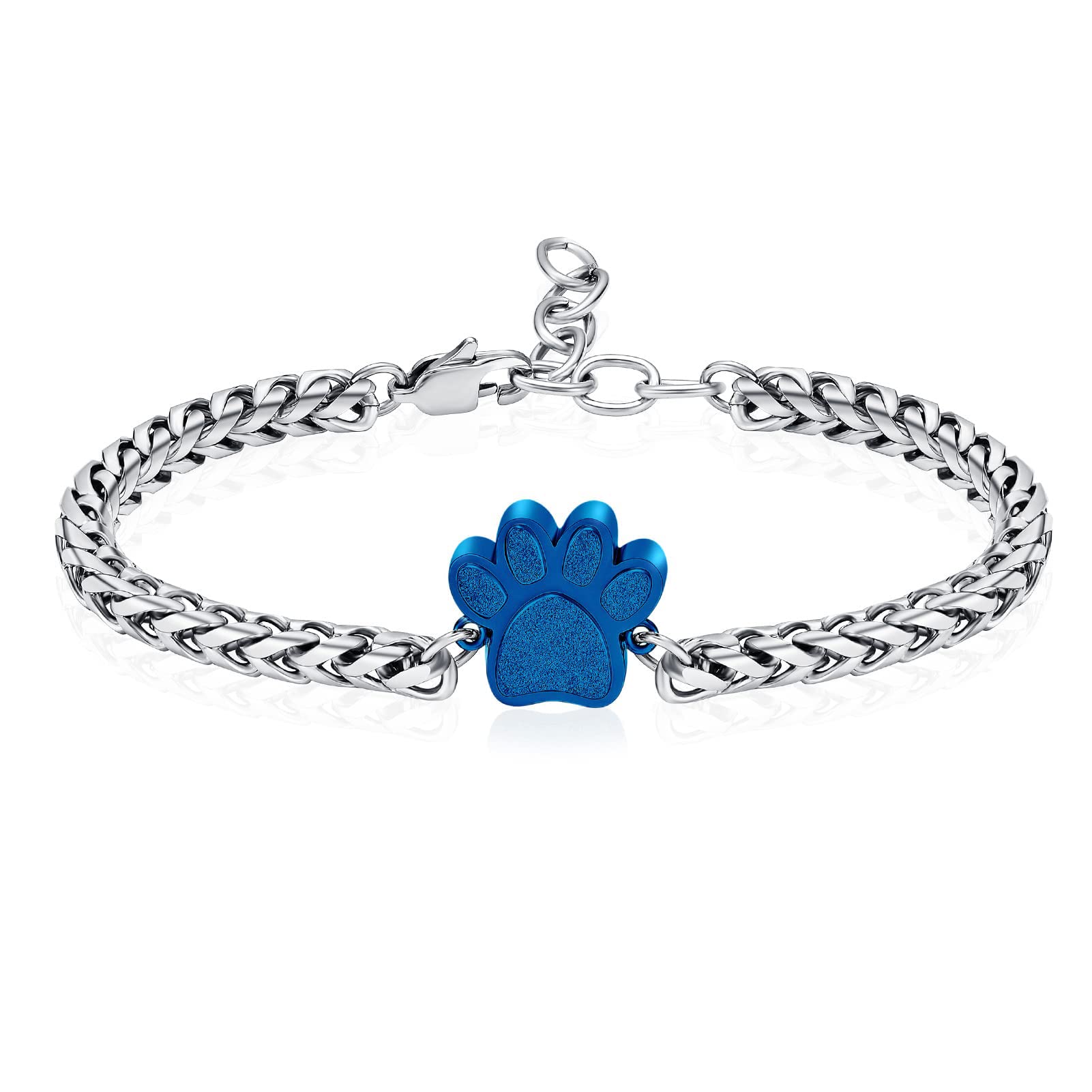 XSMZB Cremation Bracelet for Ashes - Paw Print Cremation Jewelry Pet Dog Cat Stainless Steel Keepsake Memorial Urn Bangle
