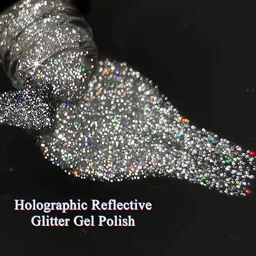 Miniatura 2 de MIZHSE Esmalte de uñas de gel con purpurina rosa, 0.4 onzas líquidas, esmalte de gel brillante con diamante UV LED para remojar para salón de uñas,