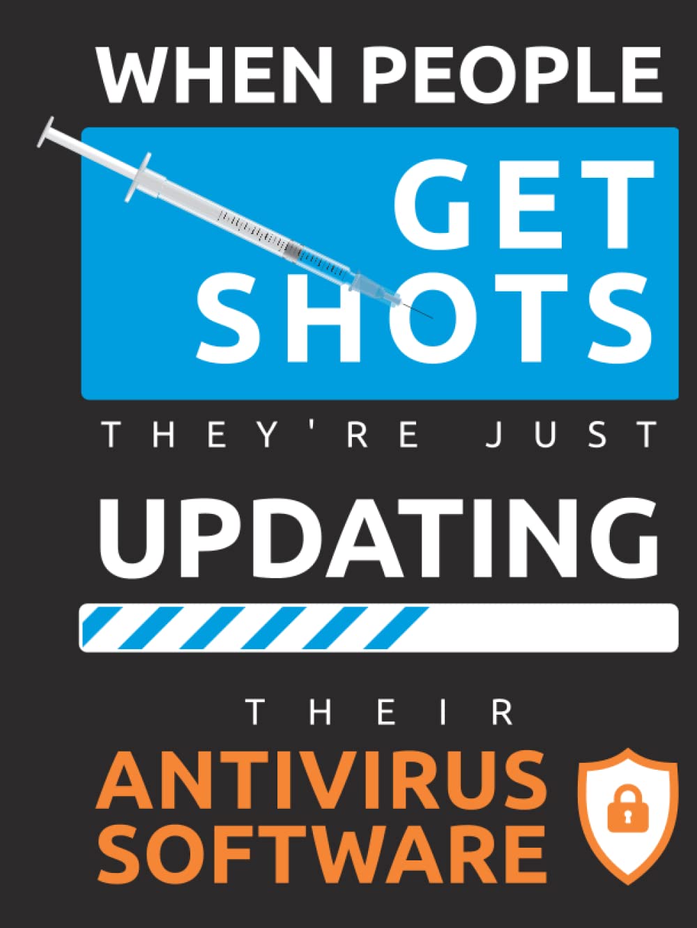 Unique Lined Notebook 8.5" x 11" Antivirus theme: Syringe Fore-edge Pattern Design with Light-gray Medium Ruling, Margins, and Pagination