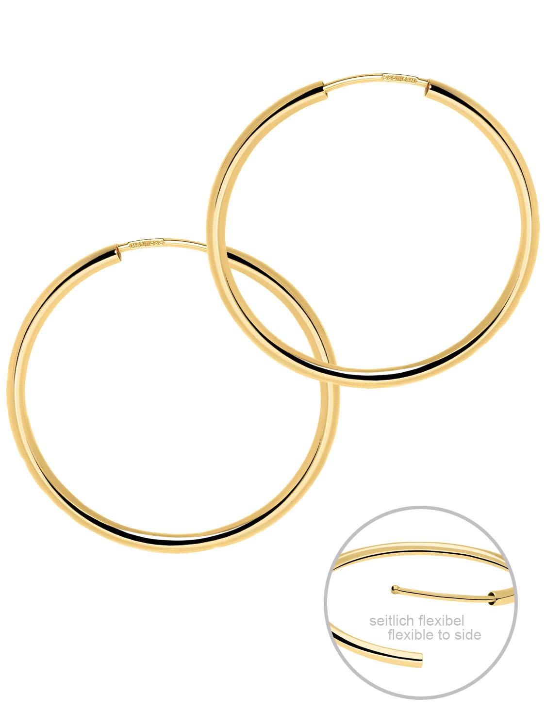 My Gold Damen Creolen Ohrringe Gold 333/585 Echtes Gelbgold (8/14 Karat) Ø 30mm Goldohrringe Damenohrringe Paloma Blanca
