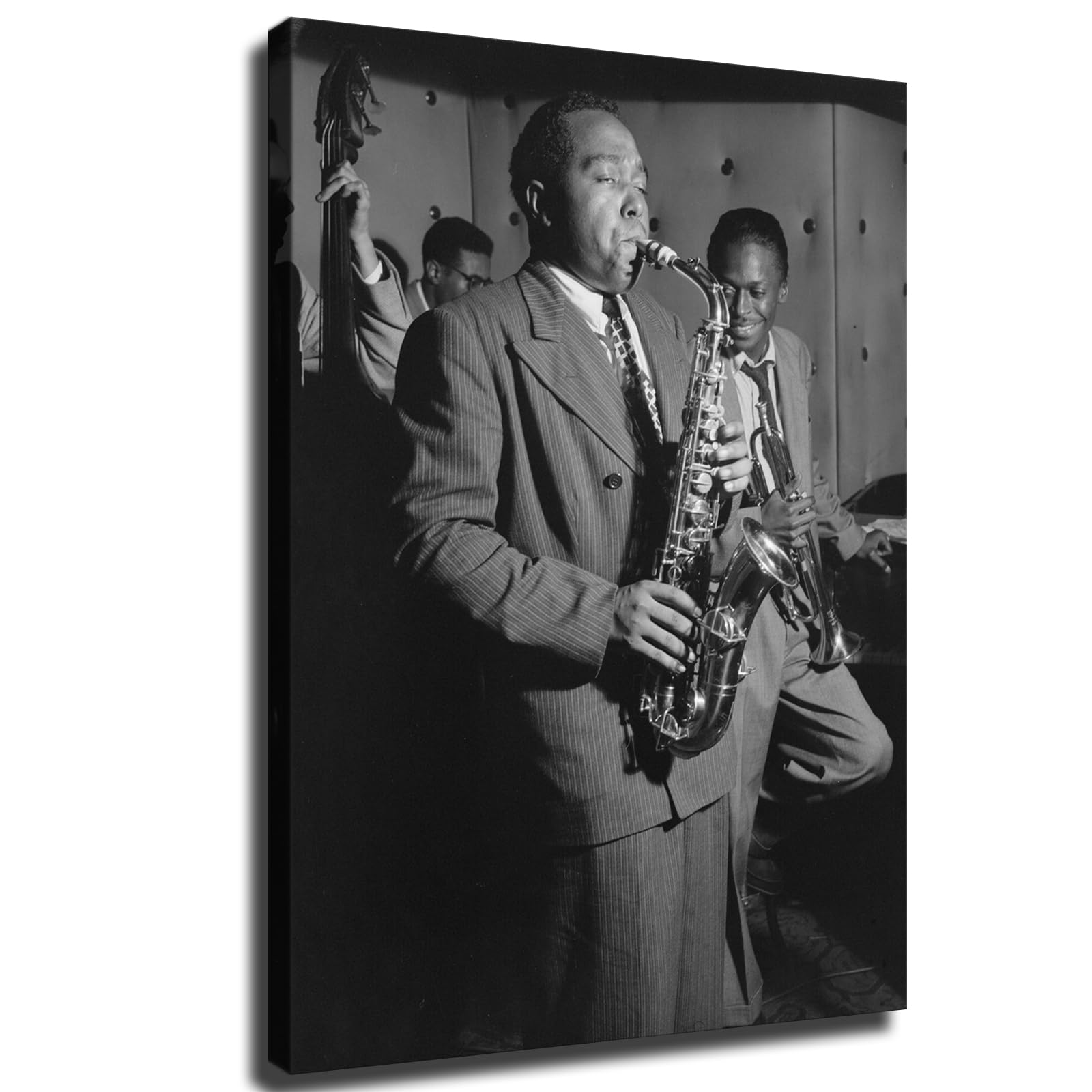 Charlie Parker, Tommy Potter, Dizzy Gillespie, Max Roach Performing Three Deuces New York City Poster Canvas Print HD Photo Wall Art Home Living Room