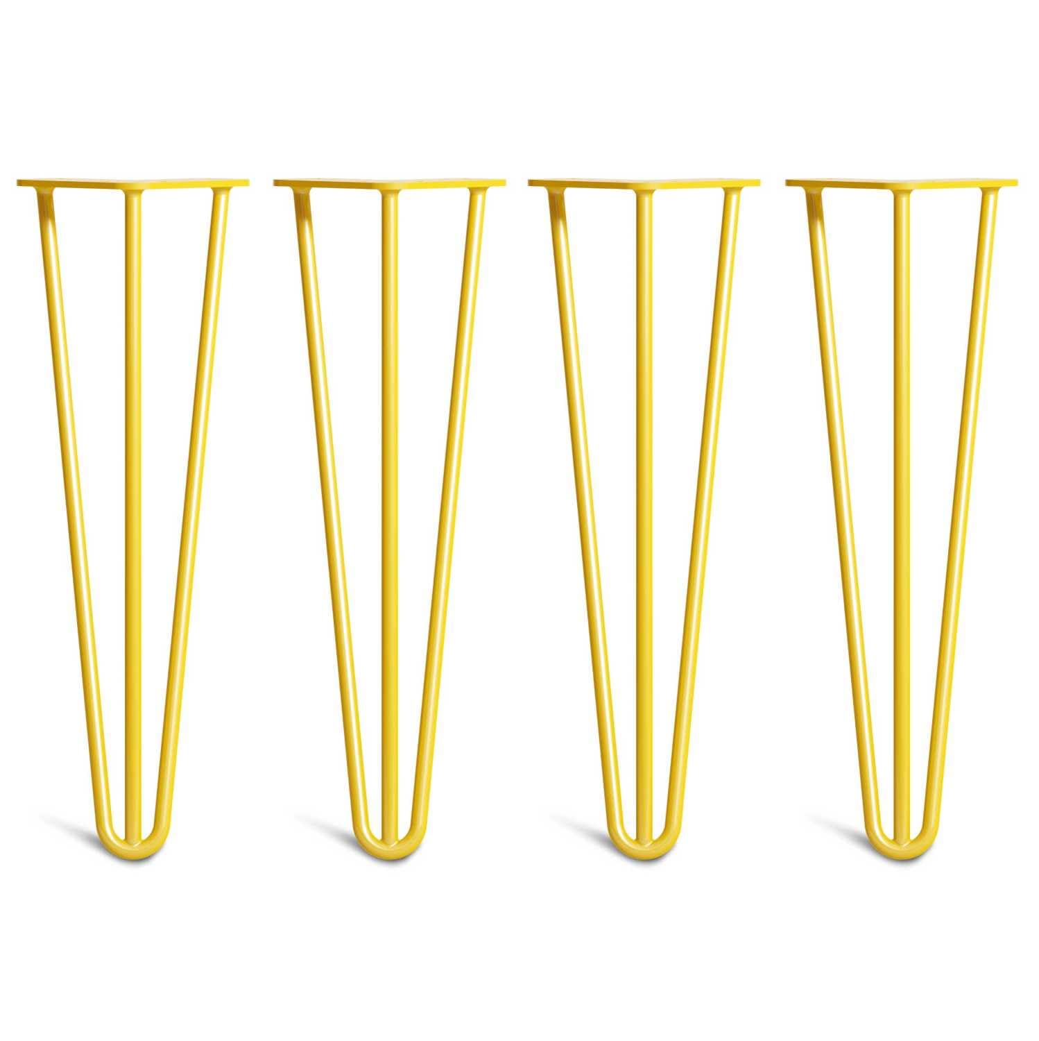 [HLC] 4 x Hairpin Table Legs – Superior Double Weld Steel Construction With Screws, Build Guide & Protector Feet Worth £8 Included! – 10mm Steel [16"/40cm,Yellow]