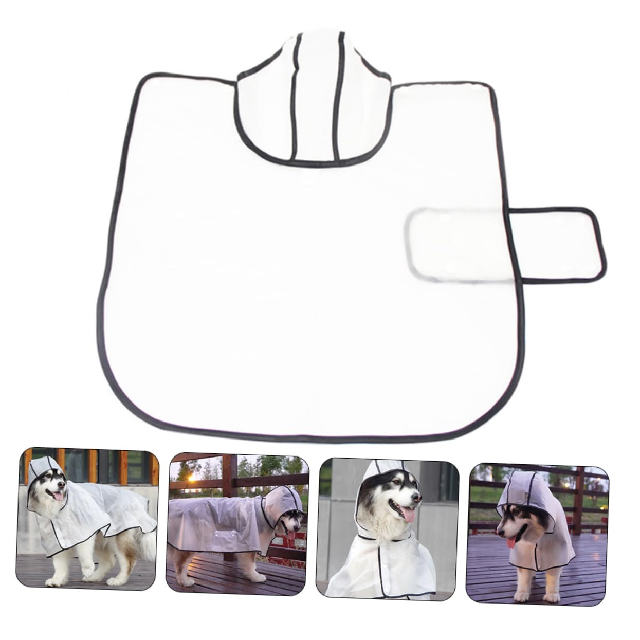 Garneck 1pc Transparent Dog Raincoat Raincoat Rain Coat Pet Rain Cloth Dog Poncho Pet Supply White Pu