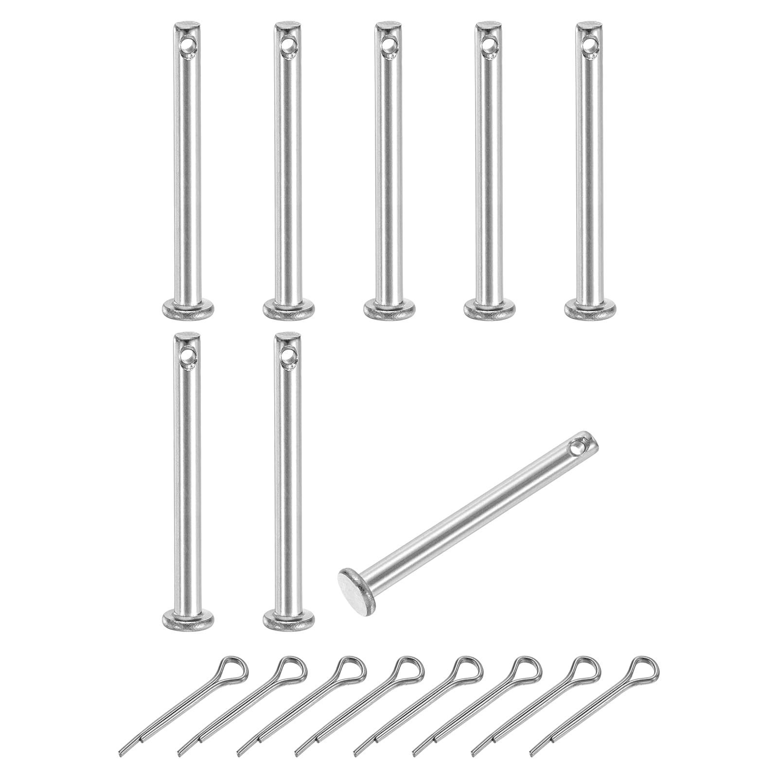 sourcing map 8Pcs M3x30mm Clevis Pins, 304 Stainless Steel Single Hole Flat Head Clevis Pin Hairpin Location Pin with Cotter Pins for Trailer Latch Mechanics Repair Furniture Installation