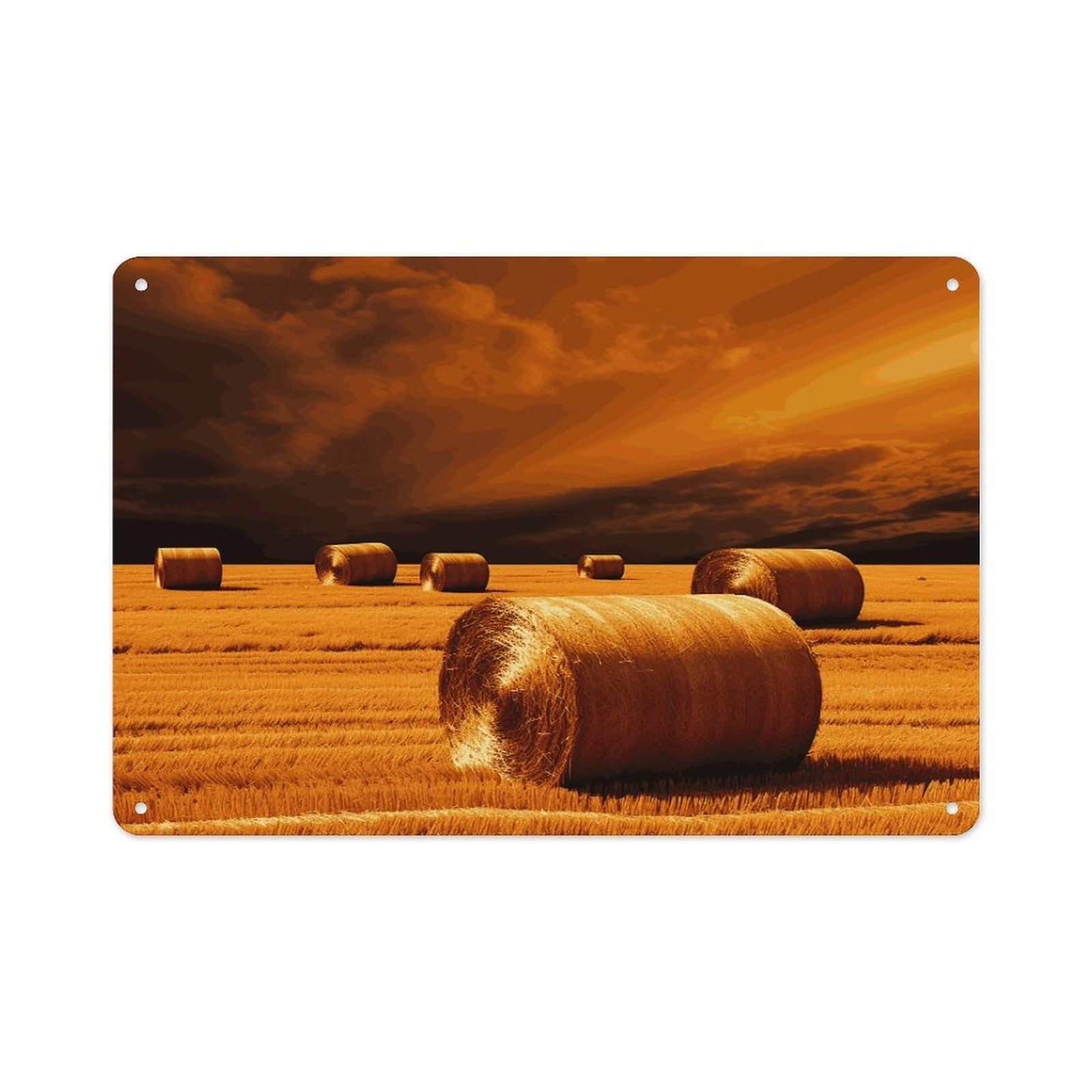 Btcowzrv Style Hay Bales Metal Sign 7.9 X 11.8 Inch, Aluminum Sign Wall Art Decor Easy To Install, Decorative Plaque For Home Bar Kitchen Pub Shop Garage