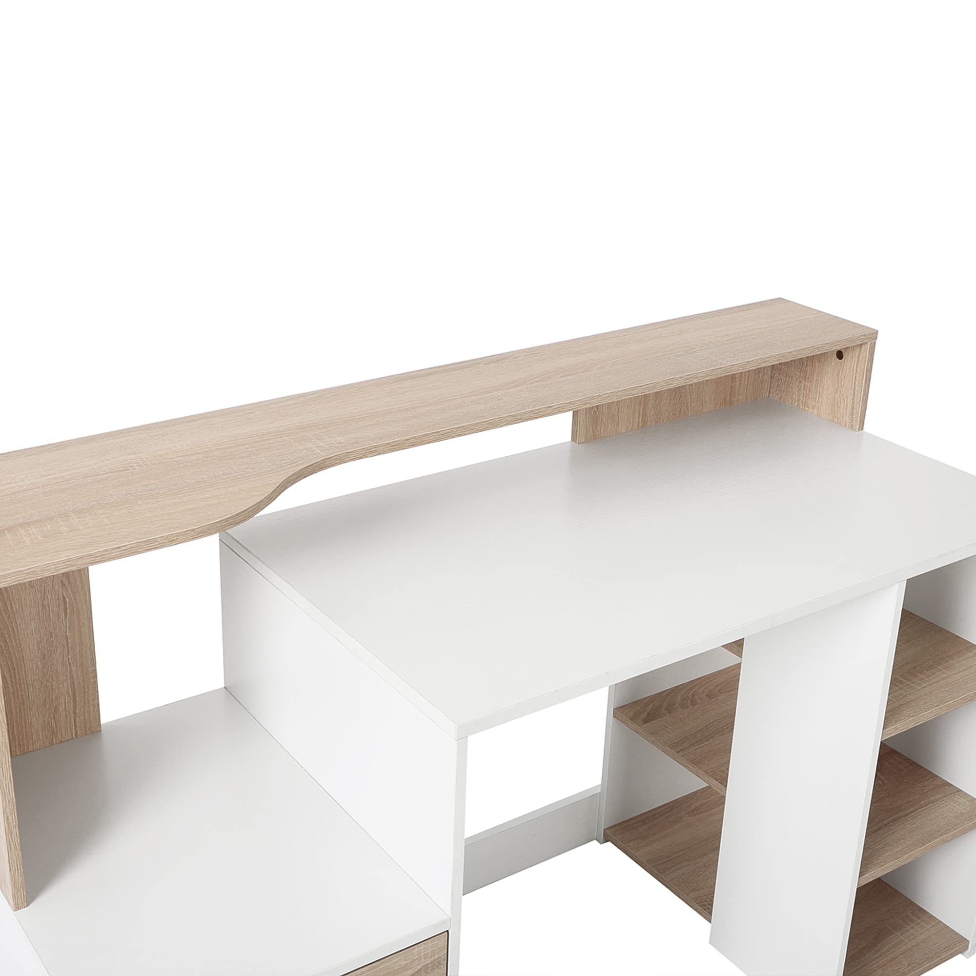 HOMCOM – Moderna Scrivania per Computer con Ripiani in Legno MDF 137 x 55 x 92cm