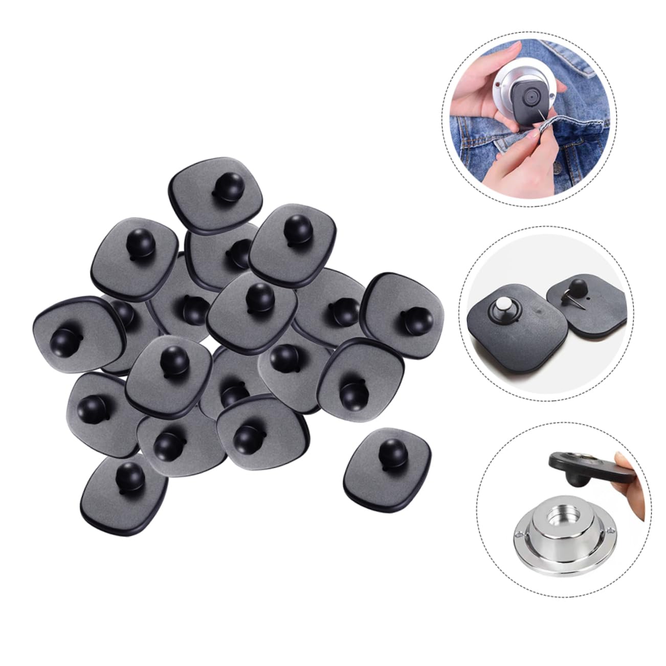 SOLUSTRE 1 Set Per Abbigliamento Antitaccheggio Anti Etichette Per Vestiti Etichette Magnetiche Per Vestiti Etichetta Antifurto Per Vestiti Abs Black 50 Pezzi