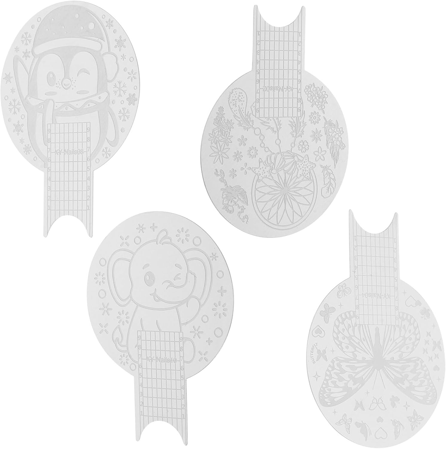 Didiseaon 4pcs Nail Stamping Plates Set with Stamper for Nails Design for DIY Manicure at Home