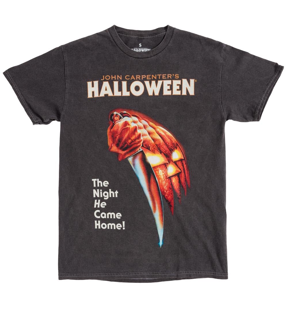 TruffleShuffle Halloween Movie Poster Vintage Wash Charcoal T Shirt