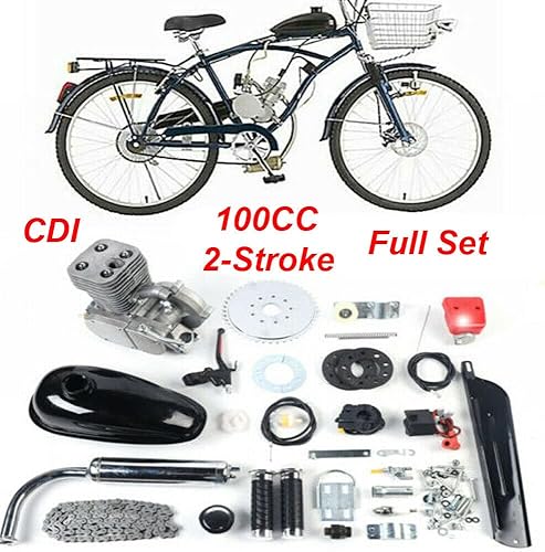 Miniatura 7 de Kit de motor de bicicleta de 100 cc, motor de gasolina de 2 tiempos, juego completo de piñones de 44 dientes, juego completo motorizado, kit de