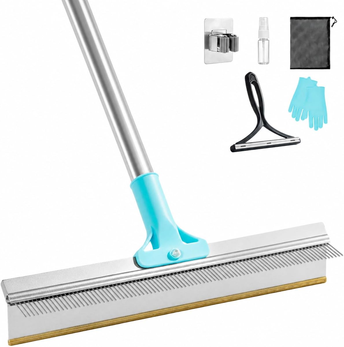Carpet Rake for Pet Hair Removal with 53'' Adjustable Handle | Reusable Carpet Scraper, Pet Hair Remover for Rugs, Cat Mats, Pet Towers, Couch