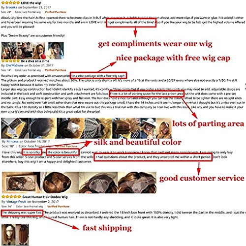 Dream Beauty Human Hair Straight full lace wig 100% Real Brazilian Hair Ombre Black Roots 1B 30 Color 130% Density Wig For Black Women(16 inch,130% lace frontal wig)