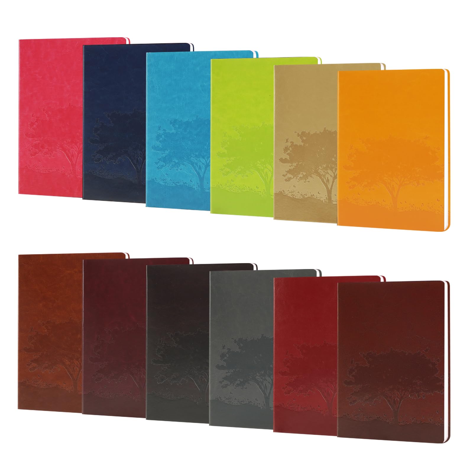 12 Pack Lined Journal Notebook - 120 Page A5 Medium 5.6" x 8.1" College Ruled Notebook, Hardcover Notebook PU Leather bulk journals with 100gsm Thick Paper for Work, Study and Writing (12 Colors)