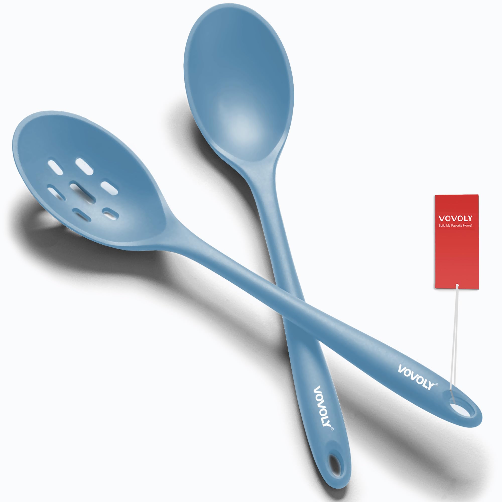 Silicone Spoons for Cooking - Extra Large Kitchen Spoons for Mixing, Serving, & Stirring - 600°F Heat-Resistant Non Stick Utensils Ladle & Skimmer- Dishwasher Safe, Starry Blue