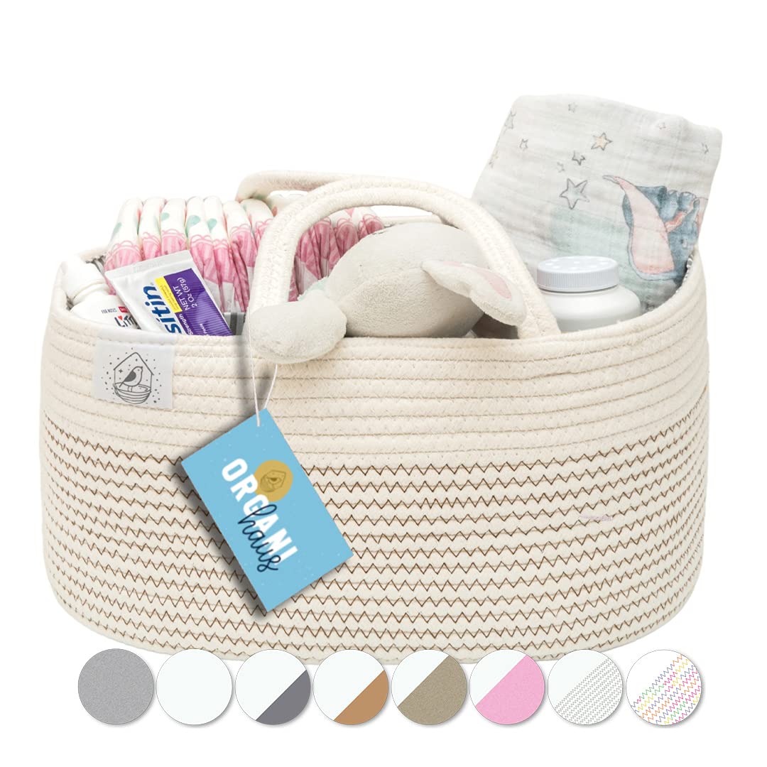 Buy OrganiHaus Rope Diaper Caddy Basket & Baby Changing Basket Diaper