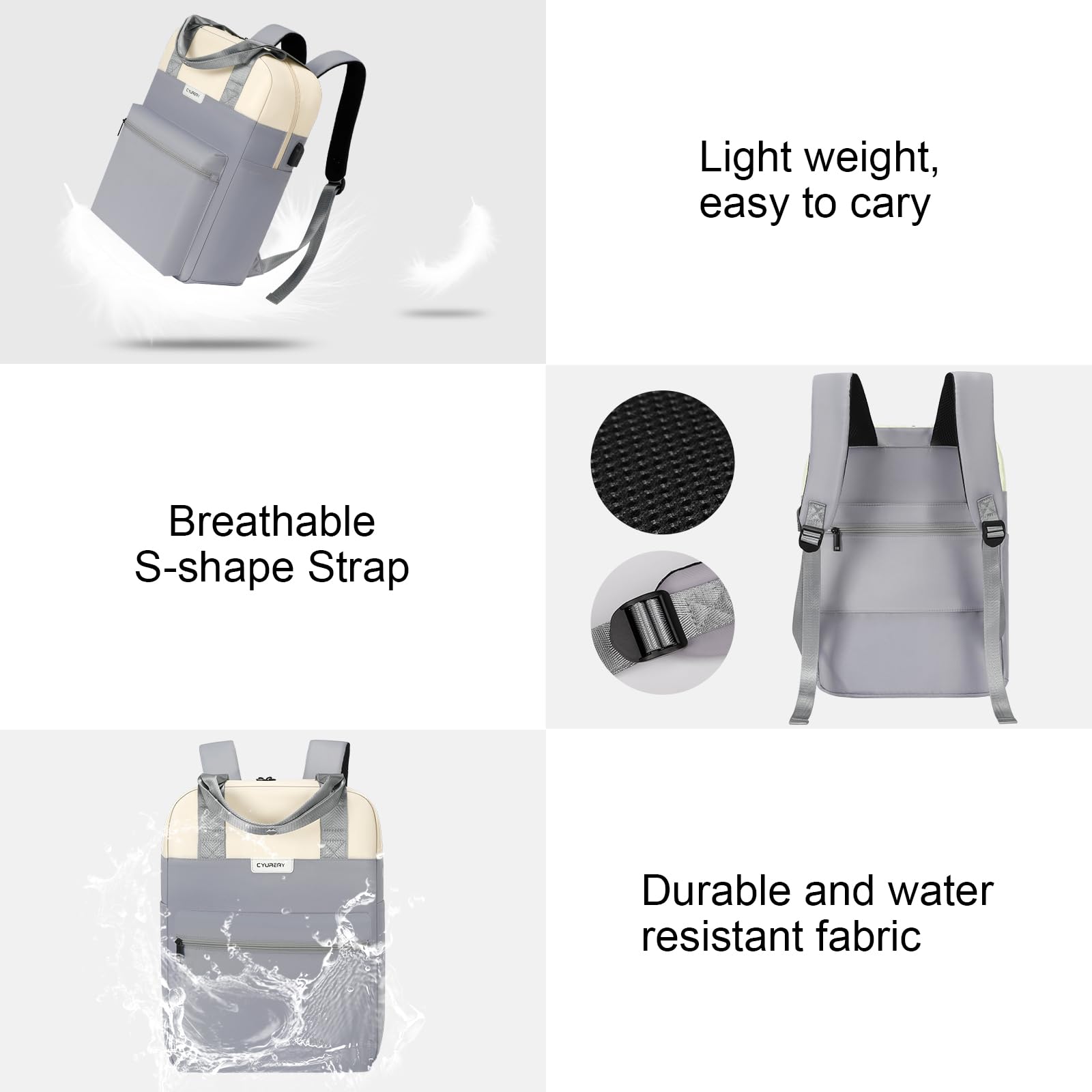 CYUREAY Convertible Backpack Tote Women Laptop Daypack Fits  display picture 2