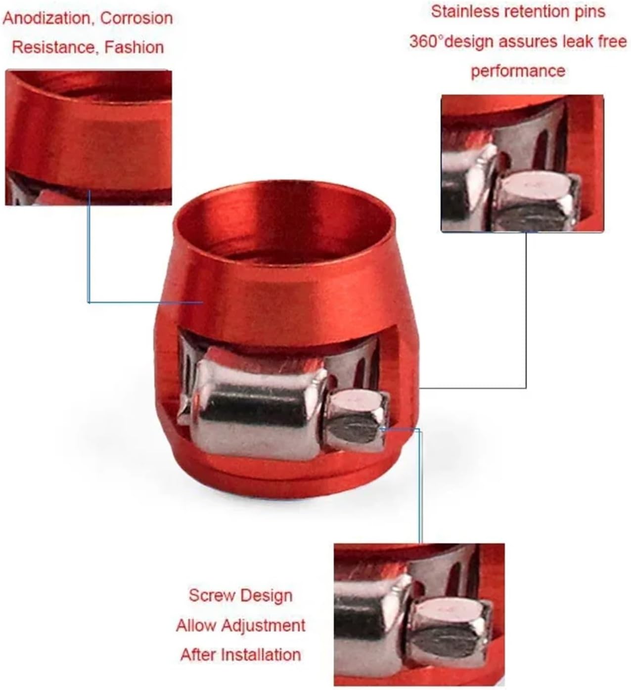 Flexible Hose Finisher Clamp 10pc AN4 AN6 AN8 AN10 AN12 Car Hose Finisher Clamp Radiator Modified Fuel Pipe Clip Buckle for Fuel Line(AN6 black)