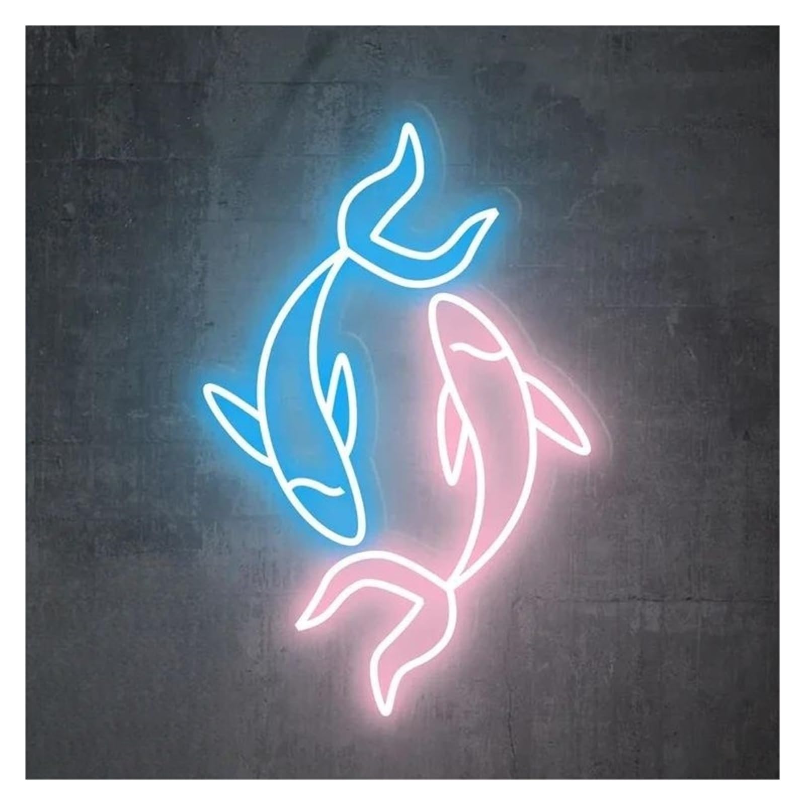 SHOUXI Sign Lamp Koi Fish Neon Sign Lucky Animal Decor USB Operated for Store Bar Club Home Party Multipurpose Decorative Lamps 38cm(C)