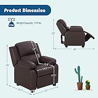 Vista 3 de HONEY JOY Silla reclinable para niños, silla de descanso 2 en 1 con reposabrazos, reposapiés ajustable y reposacabezas, silla reclinable para niños