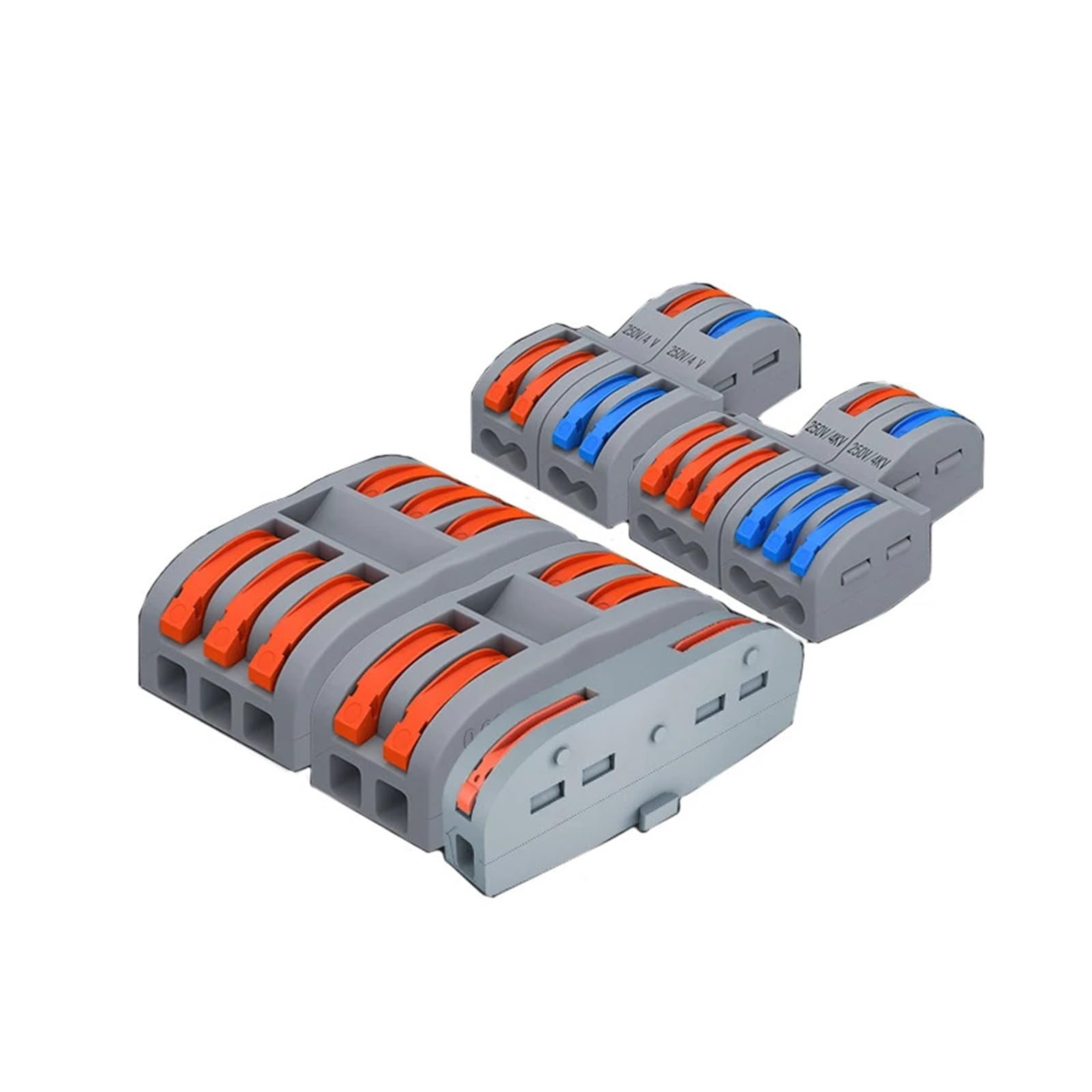 Conector de cable palanca 10/100 piezas 2-5 vías 28-12 AWG | Kit De Conector De Cable De Palanca,Diseño De Empalme Compacto For Conexión Rápida(1-In 2-Out,50 PCS)