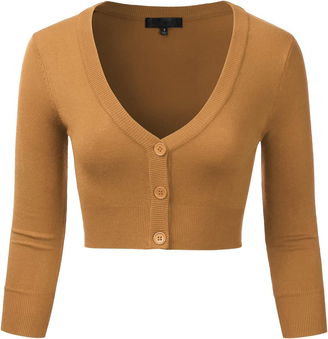 EIMIN Women's Button Down 3/4 Sleeve Cropped Bolero Cardigan Sweater (S-3XL)