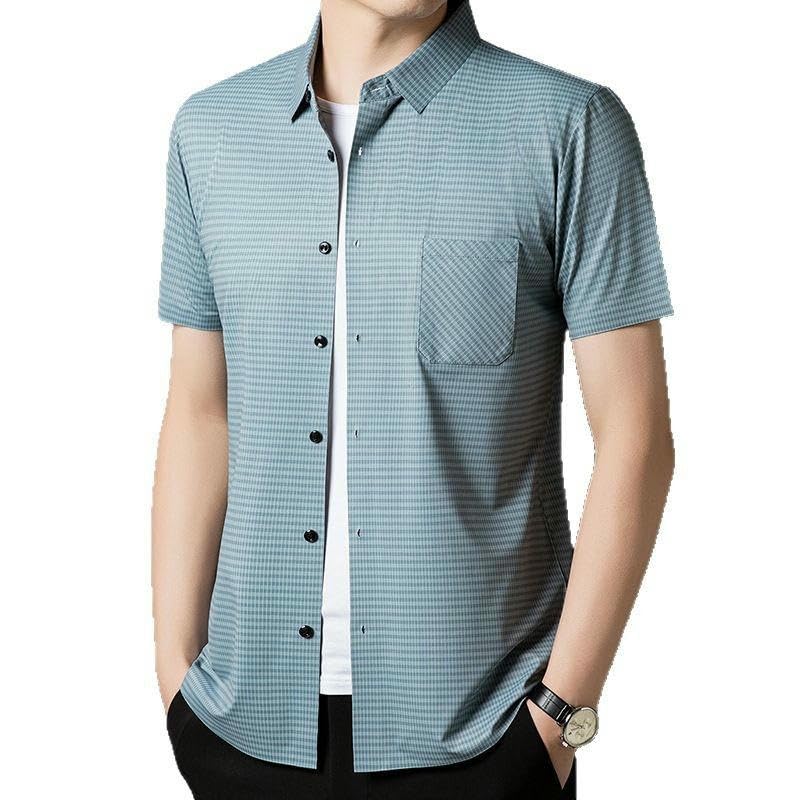 Chemise d'été à manches courtes pour homme rayée et fluide