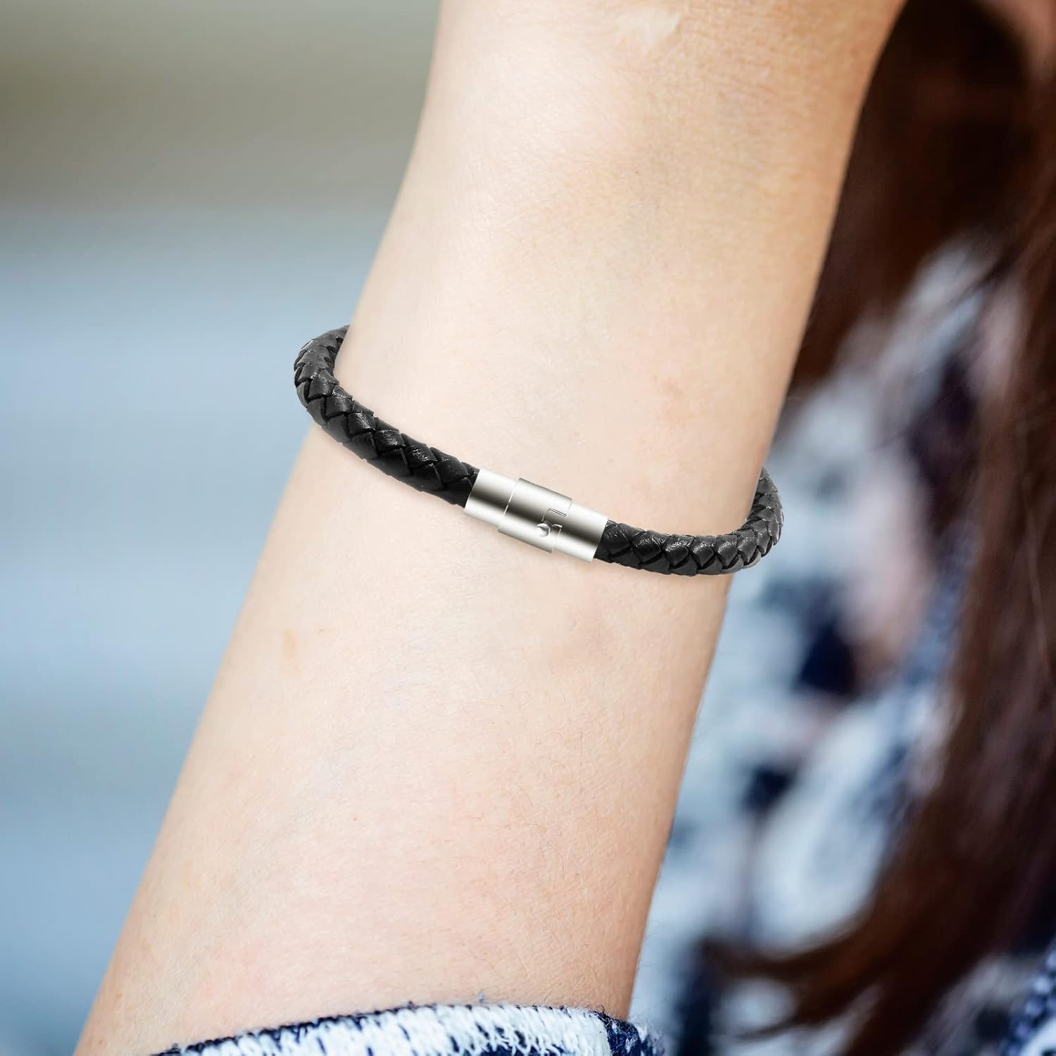 Junkin 6 Pcs Cord End Caps Leather Magnetic Clasps 6 mm for Bracelet Making Stainless Steel Bracelet End Caps Clasps Closures Leather with Locking Mechanism for Jewelry Crafts - Image 6