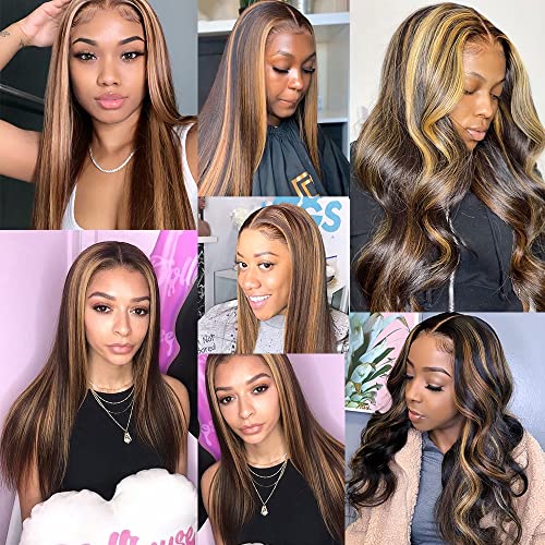 Highlight Ombre Blonde Lace Front Wig Human Hair Pre Plucked 13X4 Colored Hd Lace Frontal Wigs With Baby Hair 180% Density Honey Blonde Straight Lace Front Wigs Human Hair For Black Women 20 Inch #TOP5